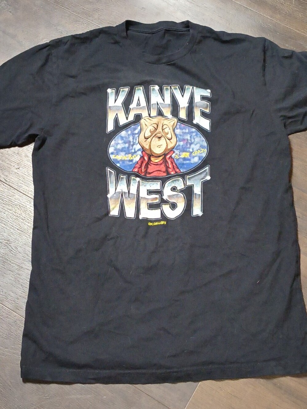 Black Tee with Multicolor Bear Kanye West Is Not Crazy